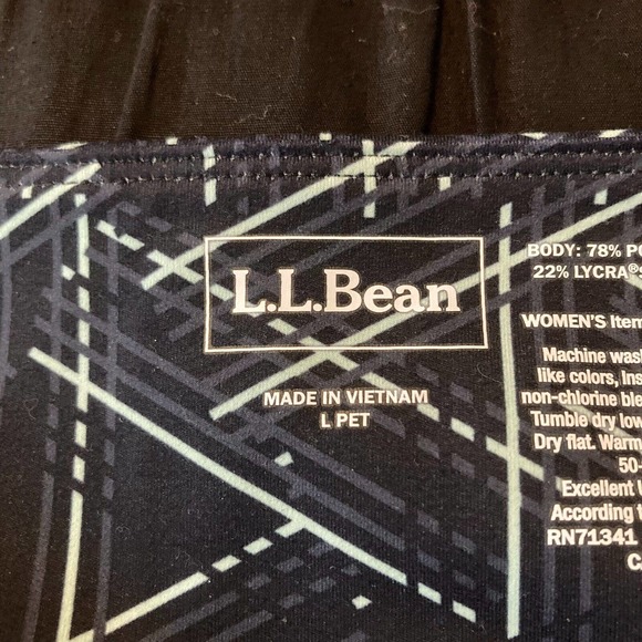 LL Bean Leggings Womens Sz LP Navy Geometric Patterned Stretch Comfort Ankle - Picture 6 of 10
